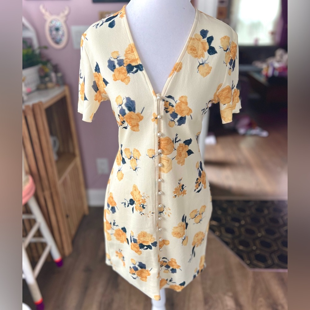 SHEIN Cream and Yellow Dress